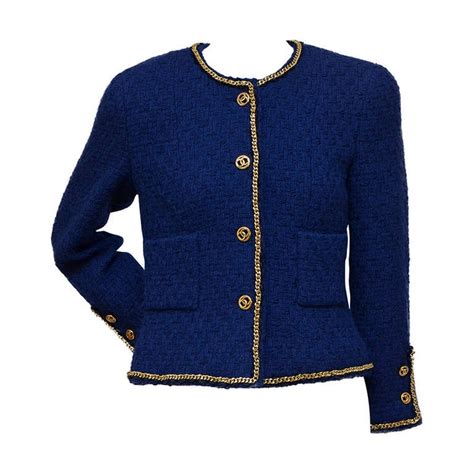 cappotto blu chanel|Tweed coat Chanel Blue size 36 FR in Tweed .